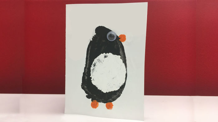 Potato print penguin card