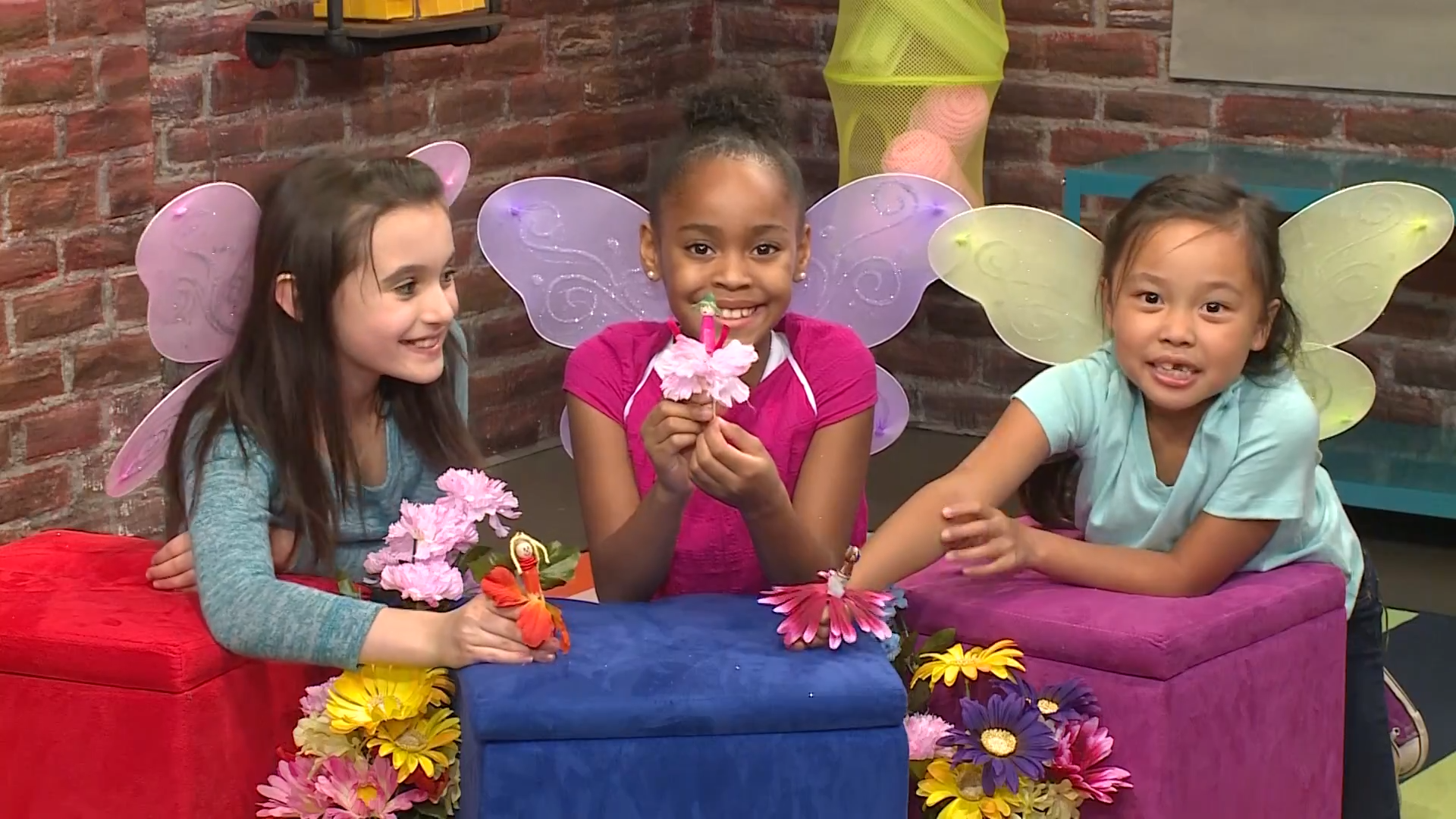 How To Make Flower Fairies -three girls hold their fairies