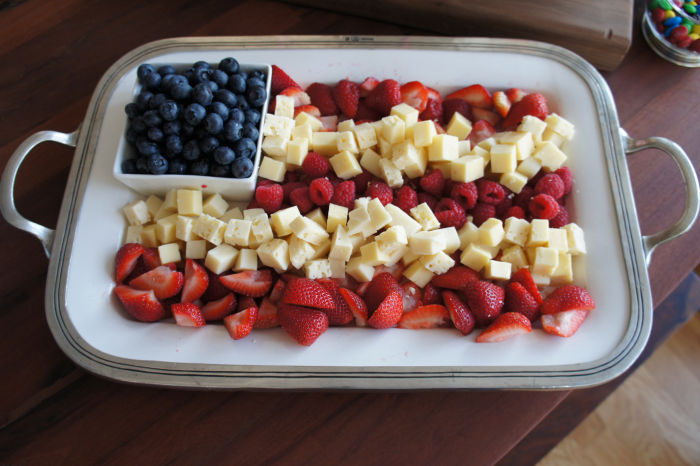 Fruit platter laid out like American flag