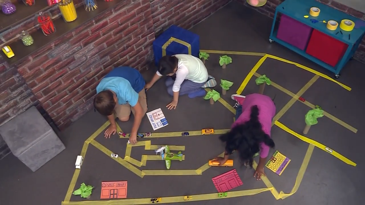 Children create a toy city