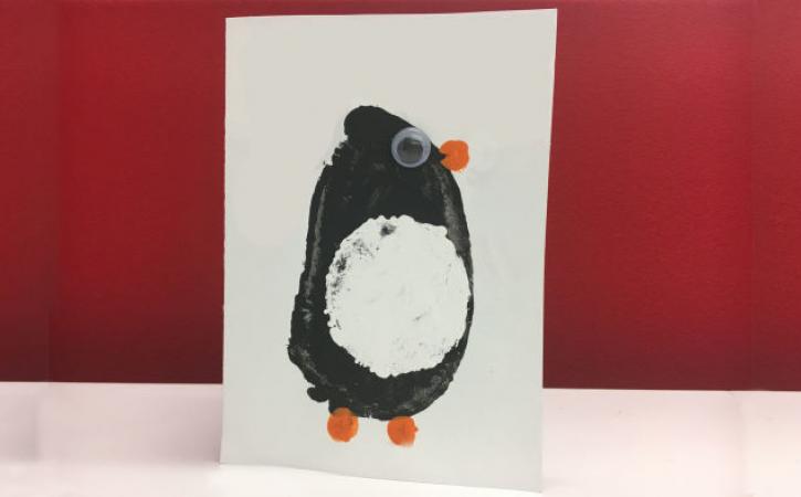 Potato print penguin card